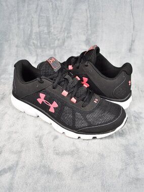 Under Armour Micro G Assert 7 Black Pink Running Gym Shoes Women Size 8